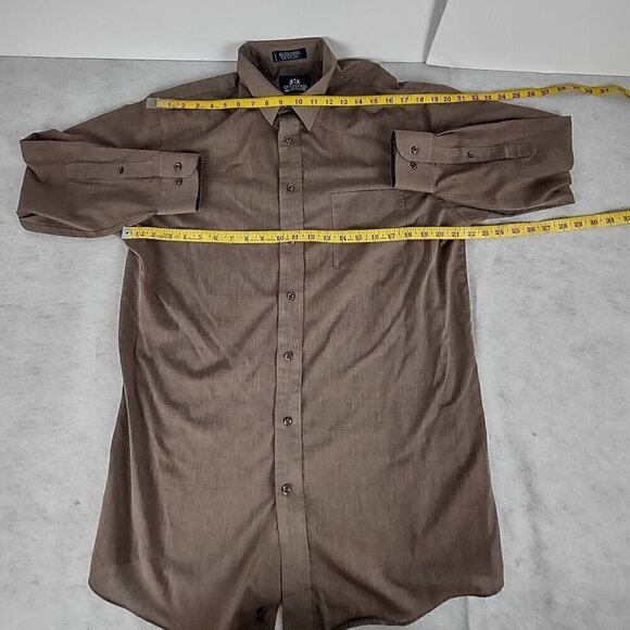 Stafford Men's Cotton Blend Brown Button Down Shirt. Size 16.5 (32-33) - Picture 7 of 12